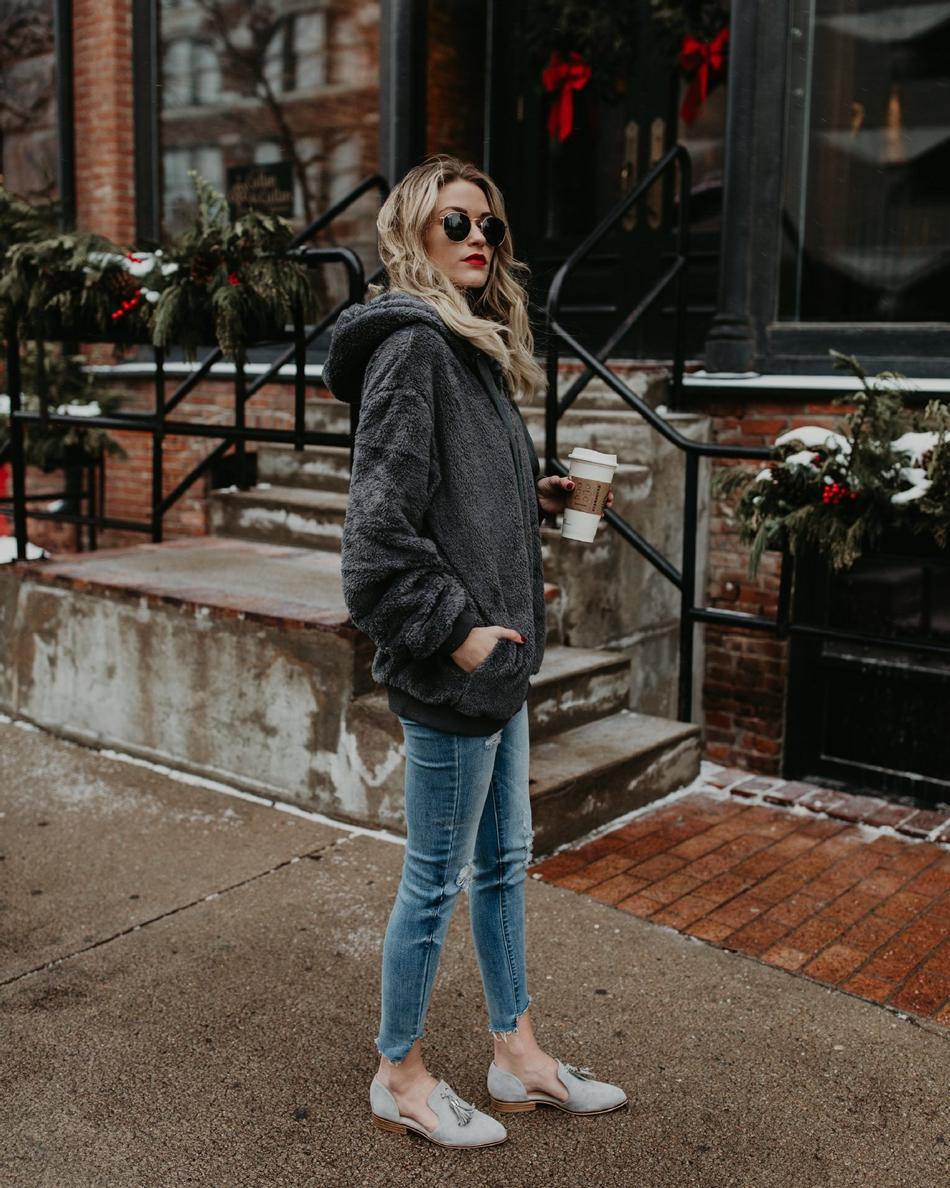 Autumn Winter Warm Zipper Pocket Coat Female Sweatshirt