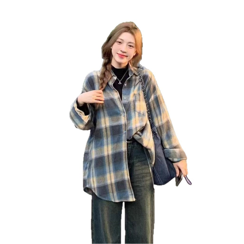 Women's Mid-length Retro Design Long Sleeve Shirt