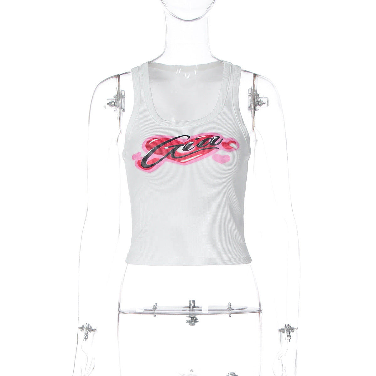 Sleeveless Round-neck Versatile Slim-fit Polyester Vest Top