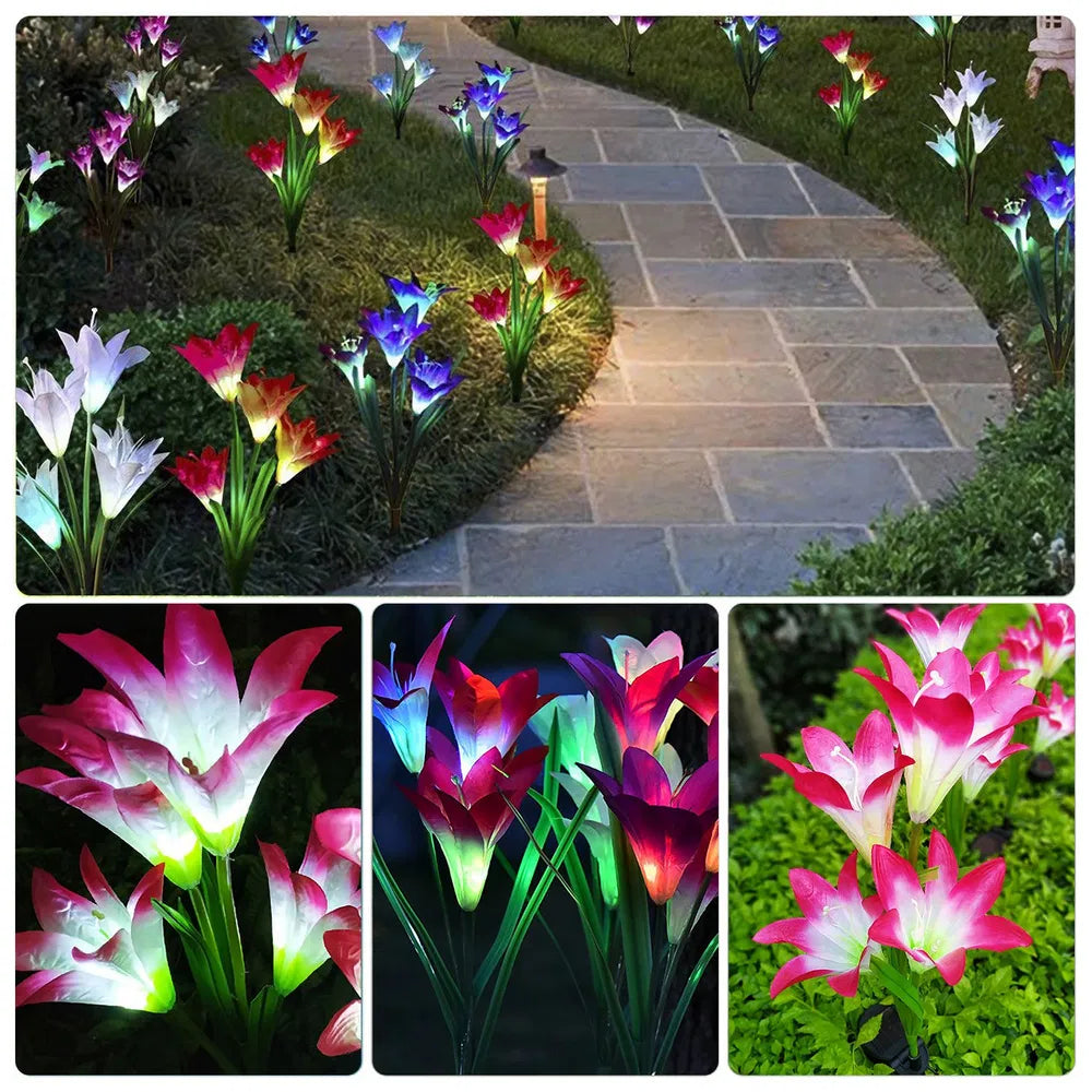 Solar Garden Lights Outdoor Lily Flower LED Light